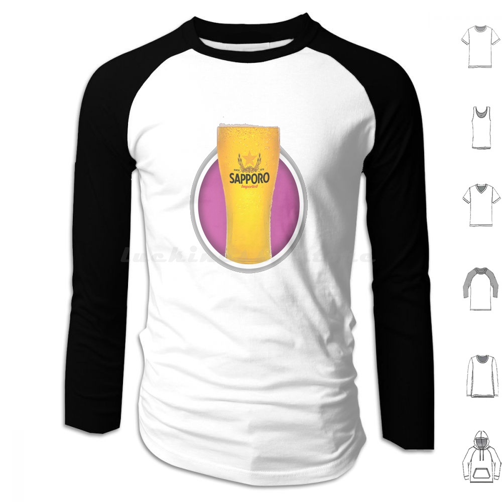 Wine Beer Best - Sapporo Black Hoodie Cotton Long Sleeve