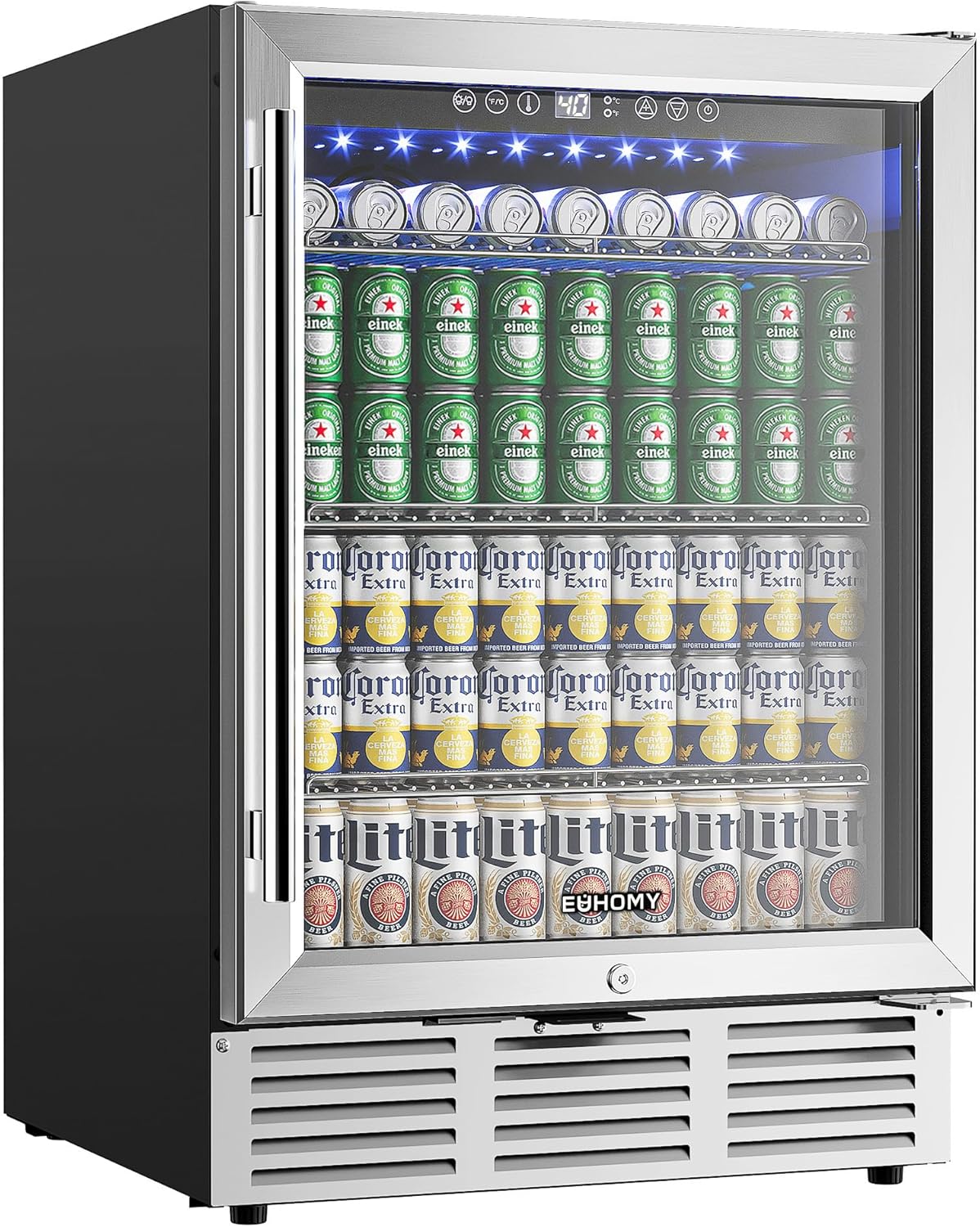 Wine Beer Fridge Under Counter - 24 Inch Beverage Refrigerator, 180 Can