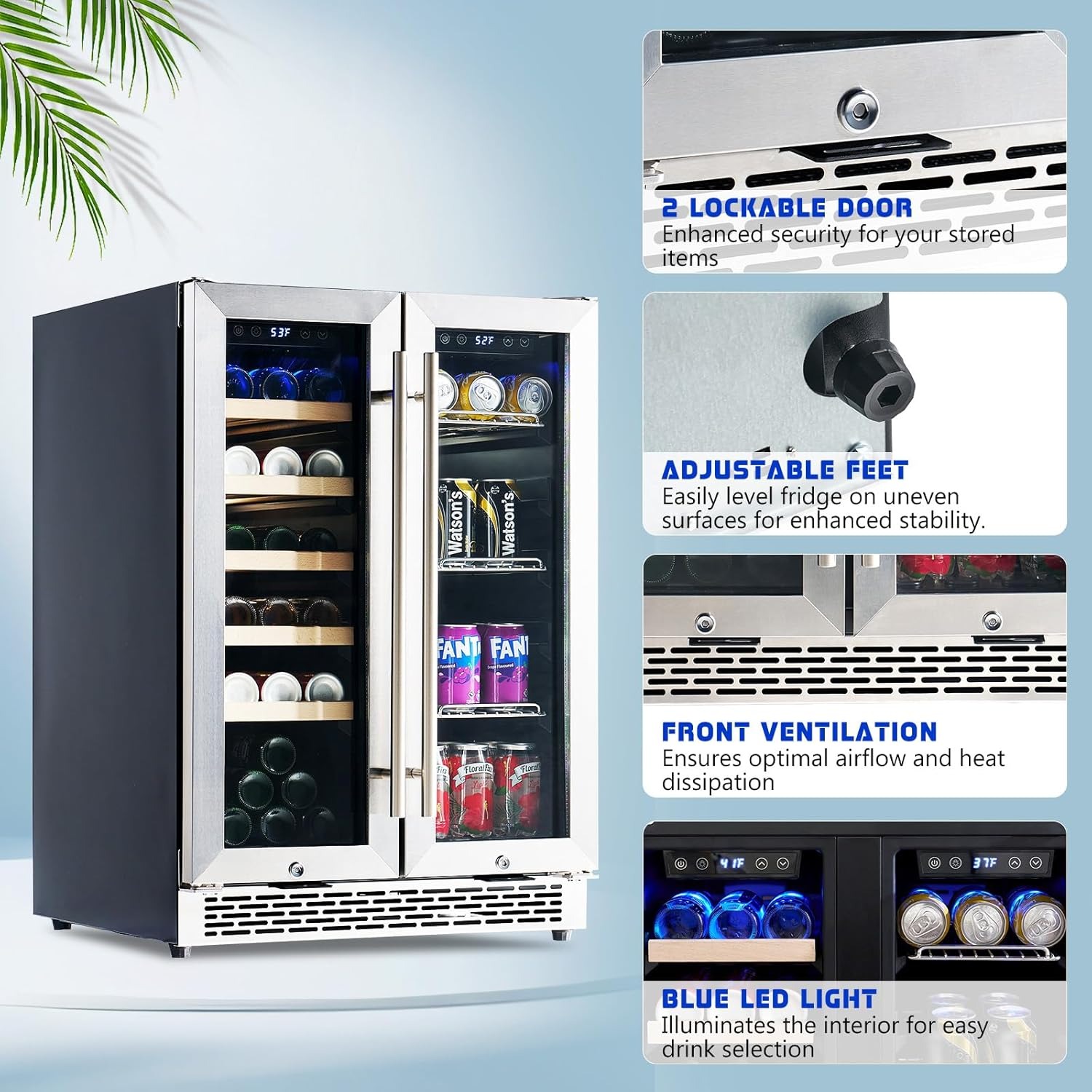 Beer Wine Zone - 24-Inch Dual Zone Beverage Cooler, Glass