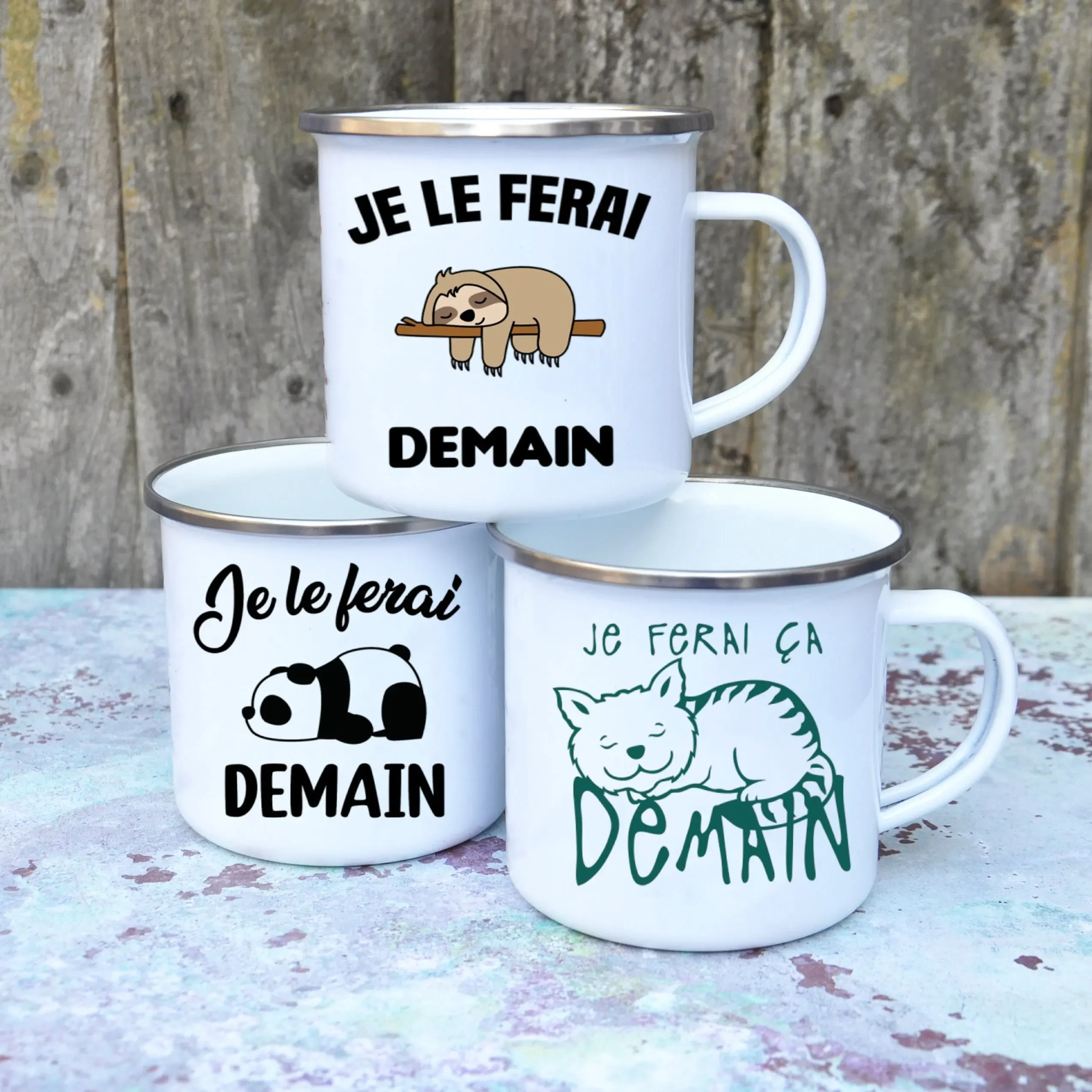 Cute Enamel Coffee Mug French  - Wine Beer Best 리뷰 및 가격