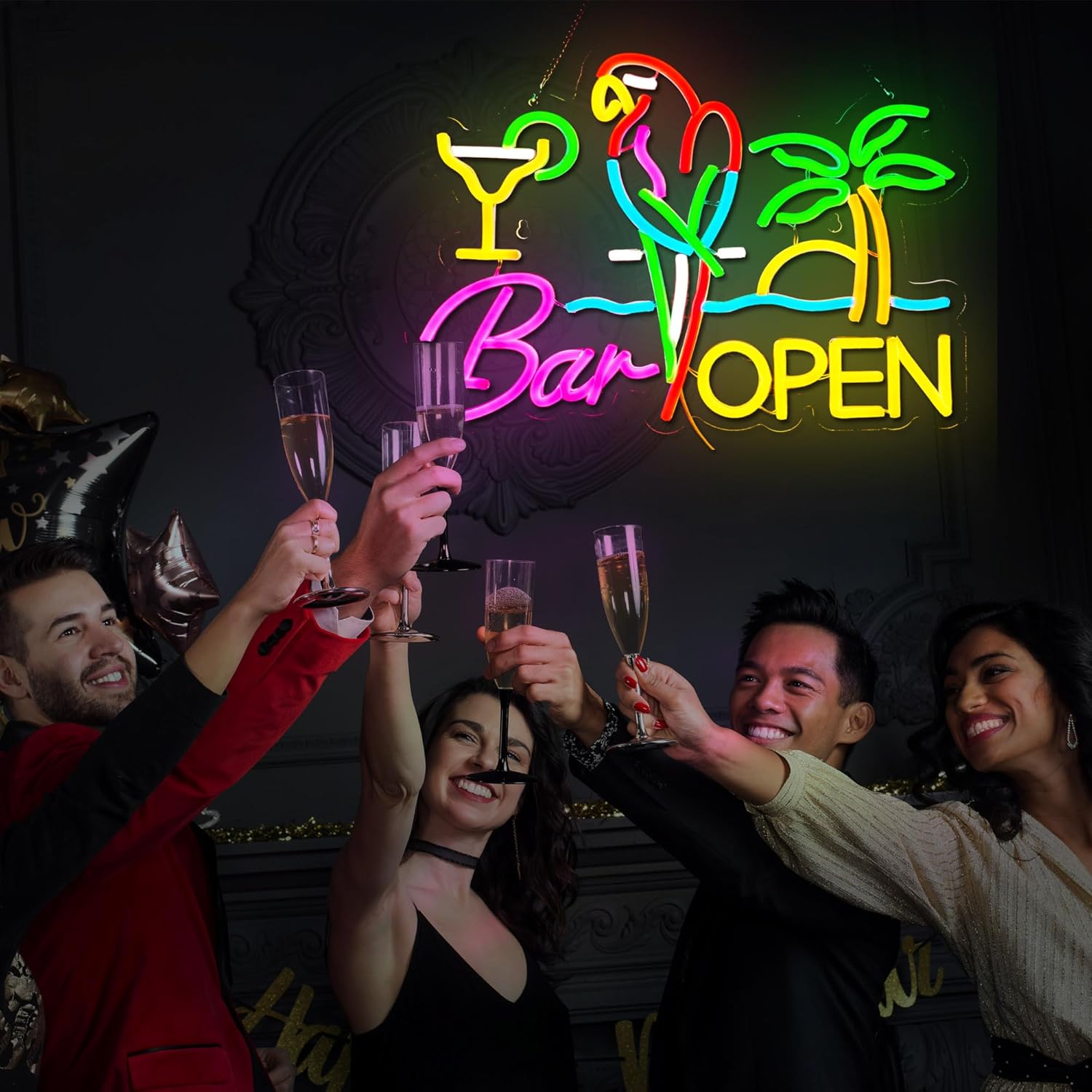 Bar Open Neon Sign Business Ar - Beer & Wine Jockey Plaza Shopping 리뷰 및 가격