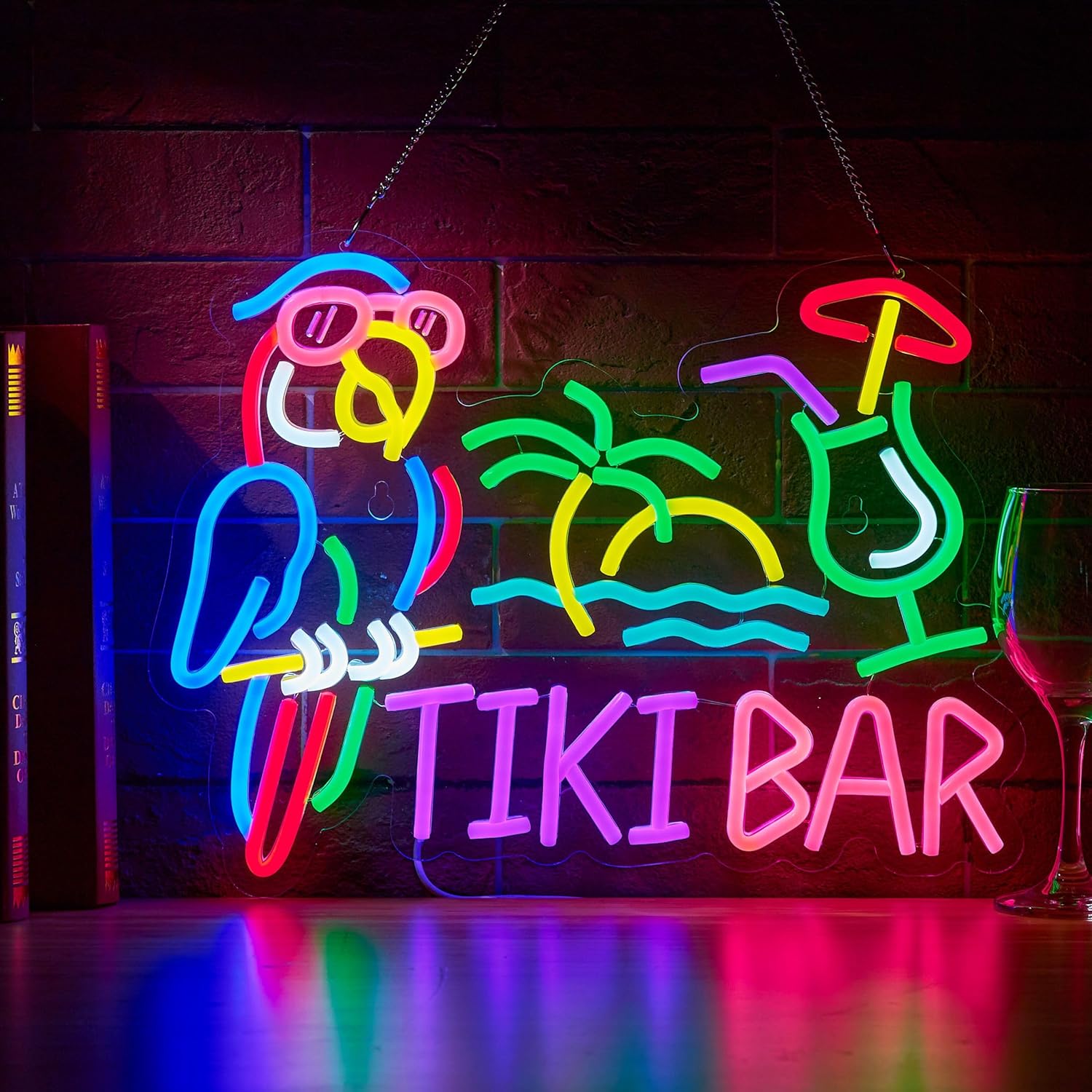 Tiki Bar Parrot Palm Tree Neon - Beer & Wine Jockey Plaza Shopping 리뷰 및 가격