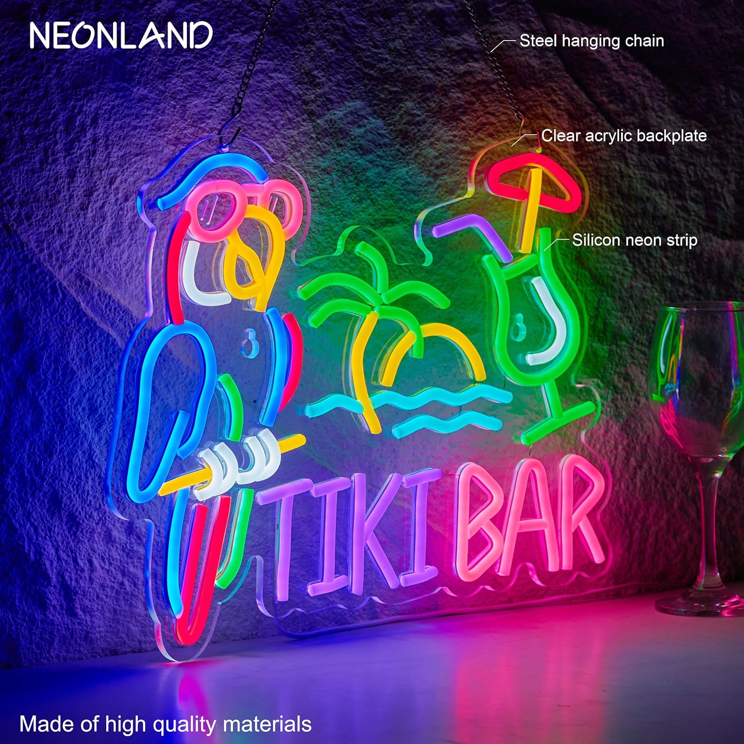 Tiki Bar Parrot Palm Tree Neon - Beer & Wine Jockey Plaza Shopping 리뷰 및 가격