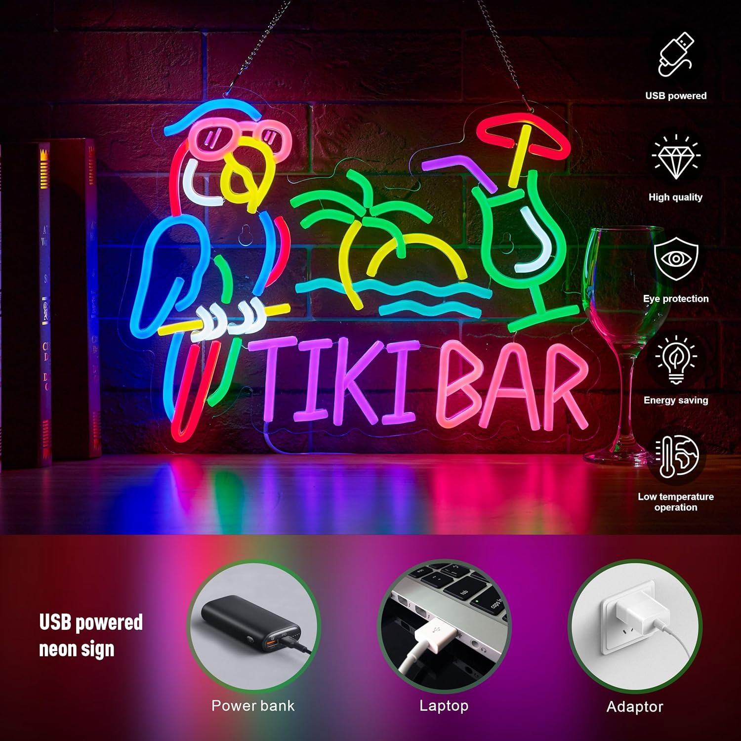 Tiki Bar Parrot Palm Tree Neon - Beer & Wine Jockey Plaza Shopping 리뷰 및 가격