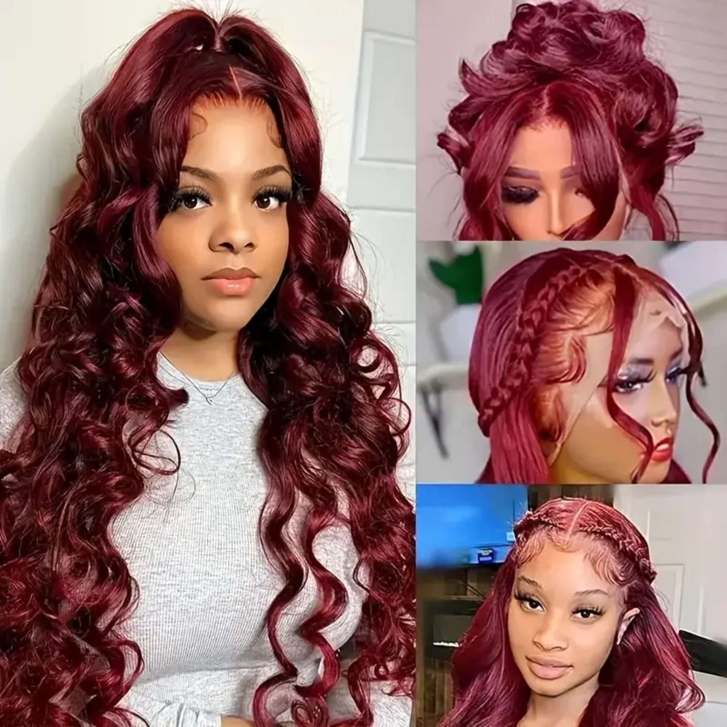 99j Burgundy Lace Front Wig Hu - Wine & Beer Shop 리뷰 및 가격