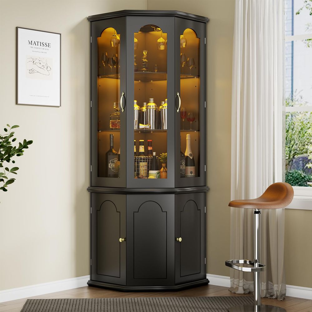 Corner Bar Cabinet w LED Light - Wine & Beer Shop 리뷰 및 가격